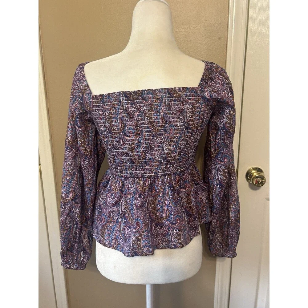 J. Crew Puff-sleeve Smocked Top Liberty® Tropical Prince print Romantic Women S